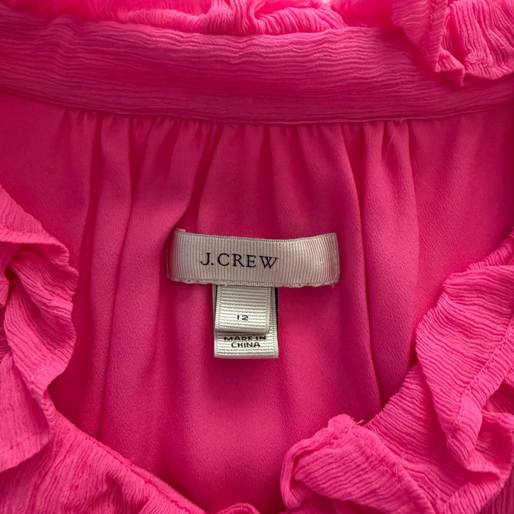 J. Crew Ruffle Neck Sleeveless Camisole - Hot Pink - Picture 3 of 4